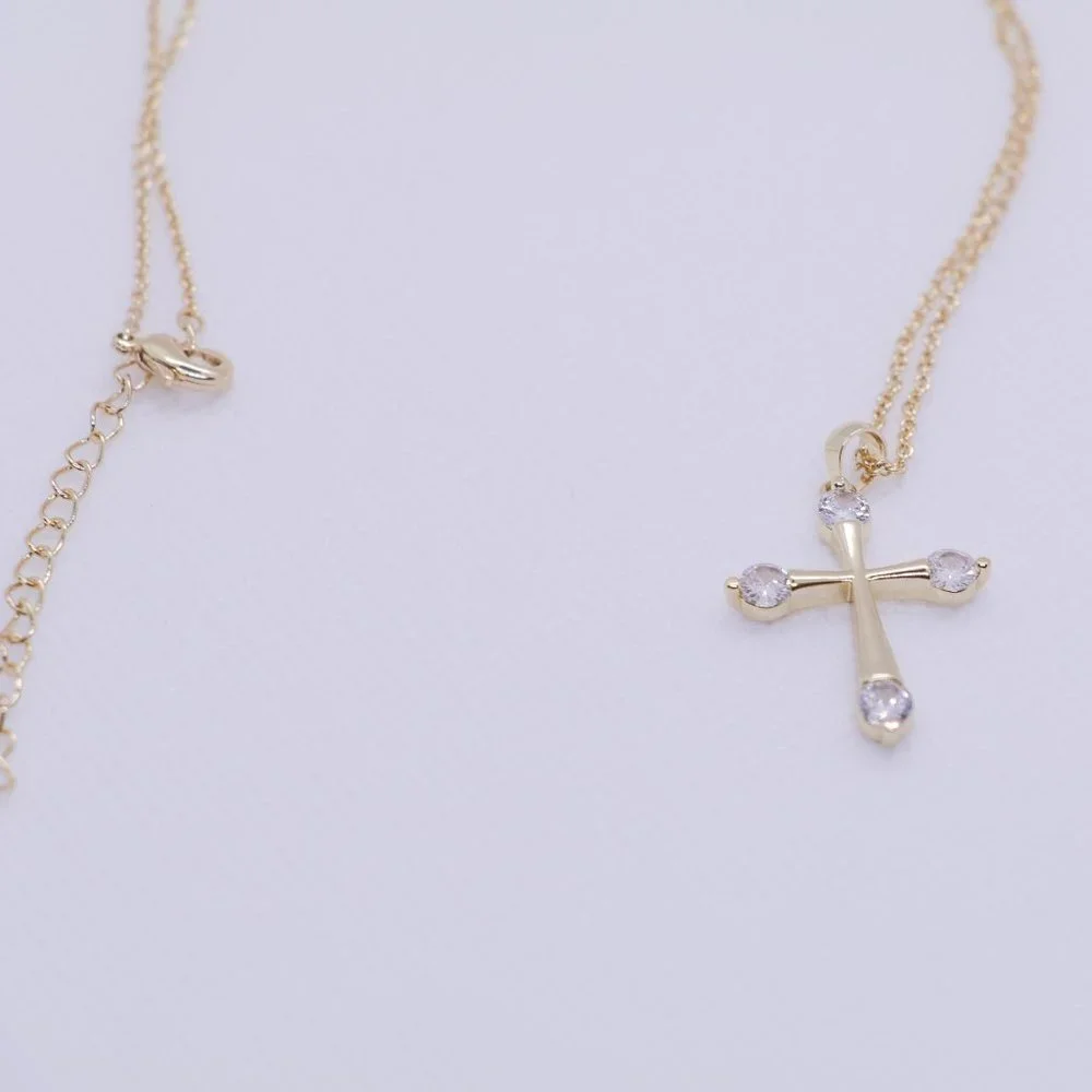 Gold Plated Double Fair Goth Pendants Necklace - Picture 8 of 8